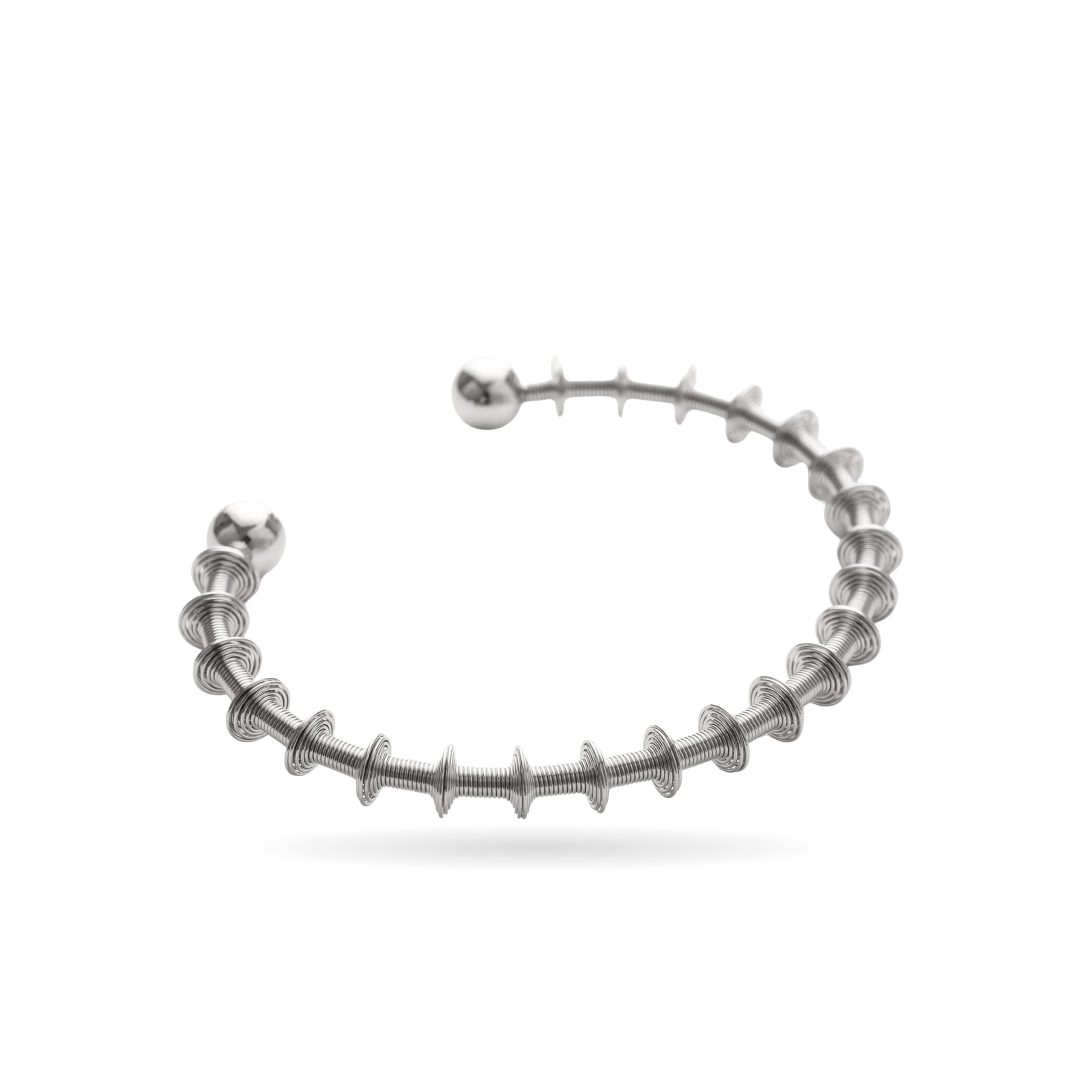 Yellow Modern Online Sale (Facebook Post) (6) Textured Spiral Silver Stainless Steel Open Cuff Bangle - Image 1