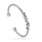 Silver Twisted Cable Stainless Steel Bangle – Chic Sparkle, Minimal Edge