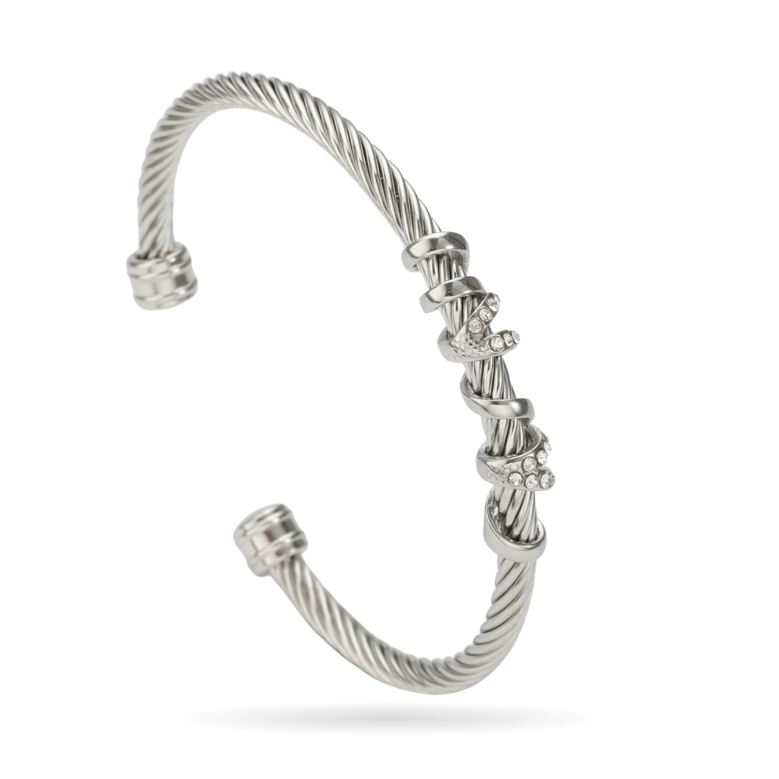 Yellow Modern Online Sale (Facebook Post) (60) Silver Twisted Cable Stainless Steel Bangle – Chic Sparkle, Minimal Edge - Image 1