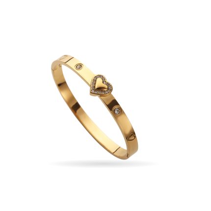 Heart-shaped Diamond Chic 18K Gold Plating Stainless Steel Bracelet