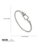 Silver Rope Buckle Stainless Steel Bangle – Modern Elegance with Sparkling Detail - Image 3