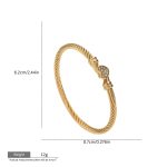 Gold Heart Clasp Twist Cable Stainless Steel Bangle – Sparkling Love Detail - Image 3