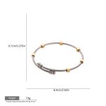 Silver Cable Bracelet with Gold Hex Beads | Modern Dual-Tone Style - Image 3