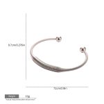 Silver Open Cable Cuff with Polished Ball Ends | Minimalist Industrial Style - Image 3