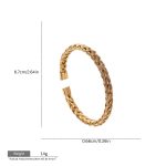 18K Gold Plated Stainless Steel Braided Open Bangle Cuff Bracelet - Image 3